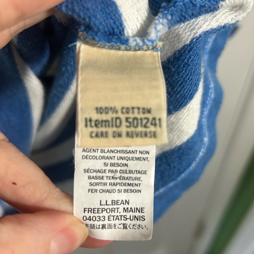 L.L. Bean Blue White Striped Cotton Henley Long Sleeve Size Medium 1/4 Button - Picture 5 of 10